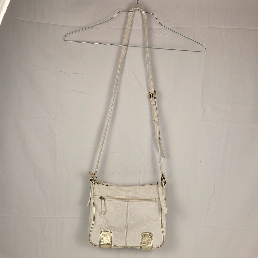 Rare Vintage Sharif 1980s White & Gold Leather Crossbody Bag Map Print Interior - Picture 4 of 15